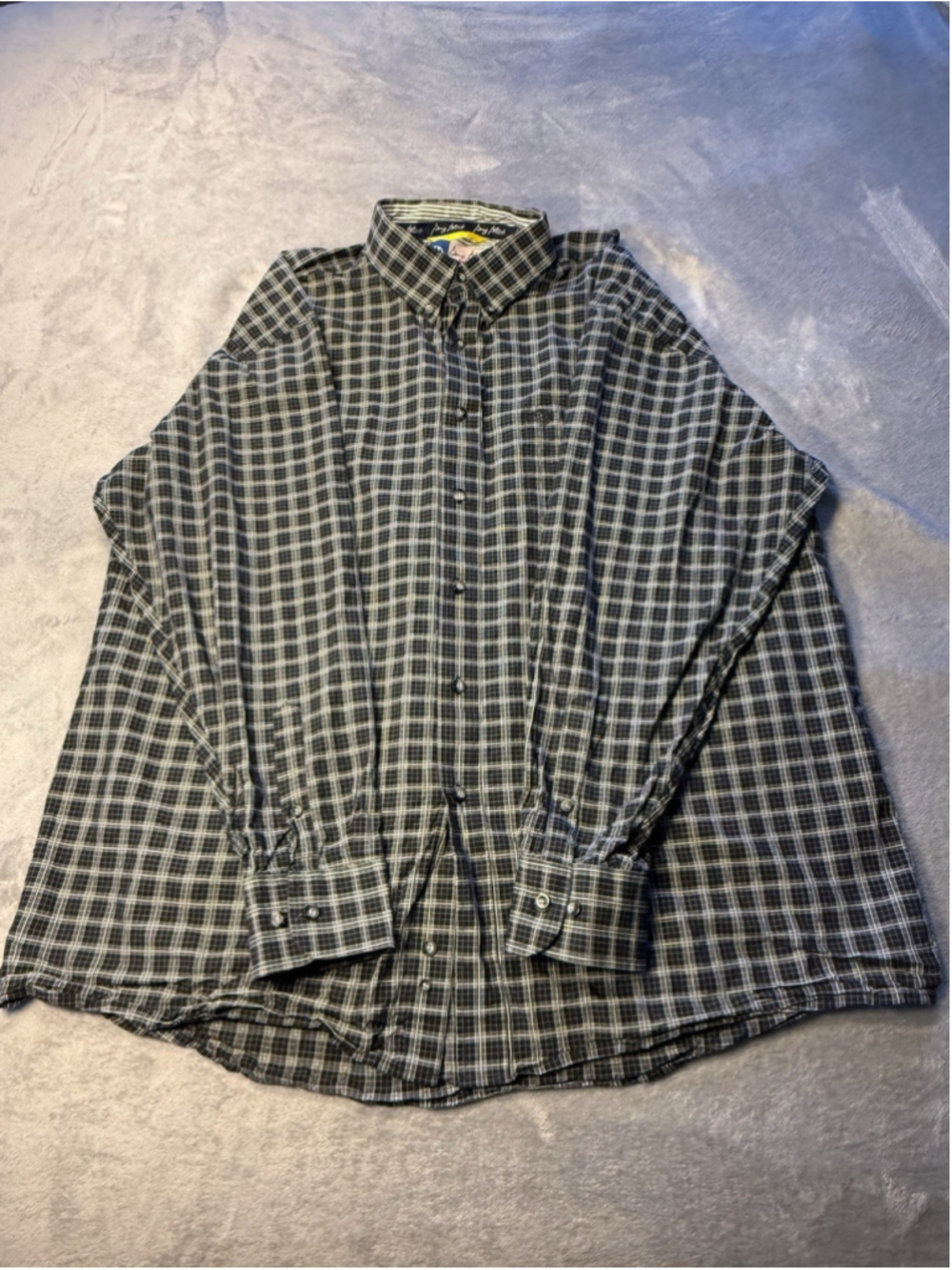 George Strait by Wrangler Mens Black/White Plaid Shirt Long Sleeve XXL